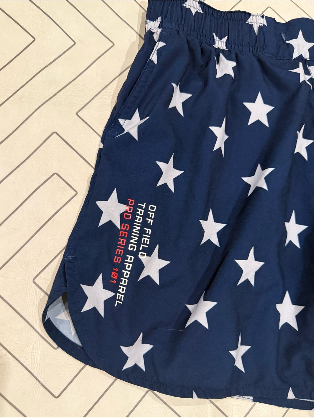 Baseball Lifestyle 101 Navy Star Print Athletic Shorts - Picture 3 of 13